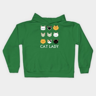 Cat Lady - Cat Faces Cute Girls Womens Shirt Kids Hoodie